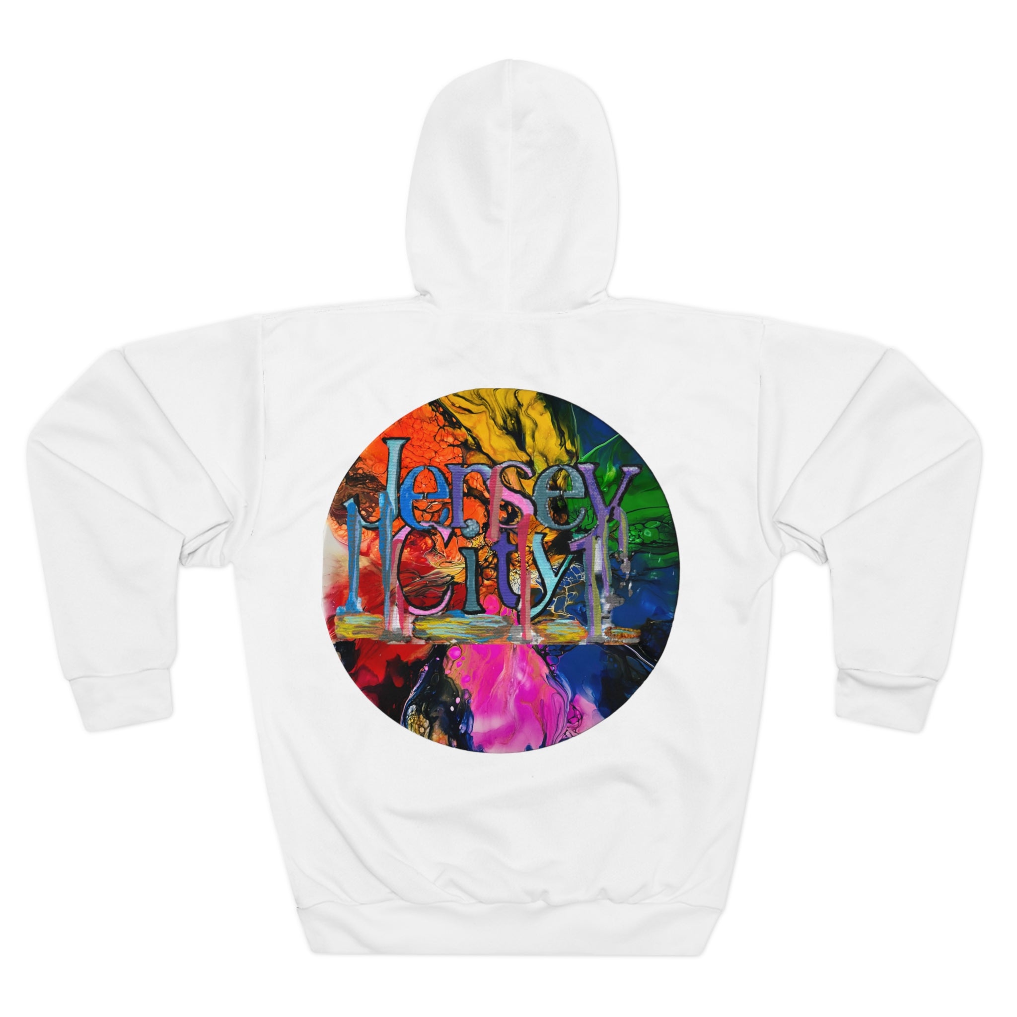 Jersey City Rainbow Bloom Unisex Pullover Hoodie (AOP)