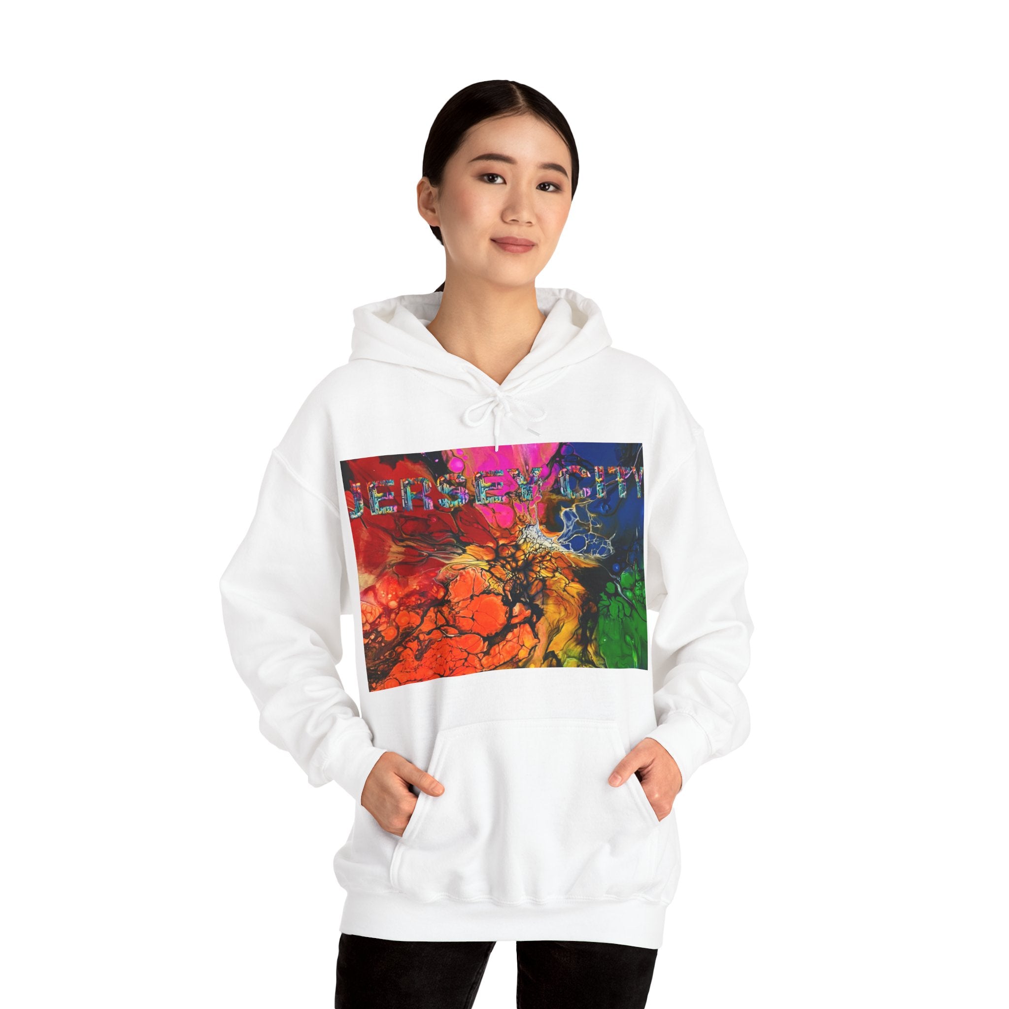 JERSEY CITY RAINBOW BLOOM Unisex Heavy Blend™ Hooded Sweatshirt