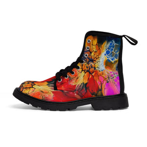 Rainbow Bloom Women's Canvas Boots