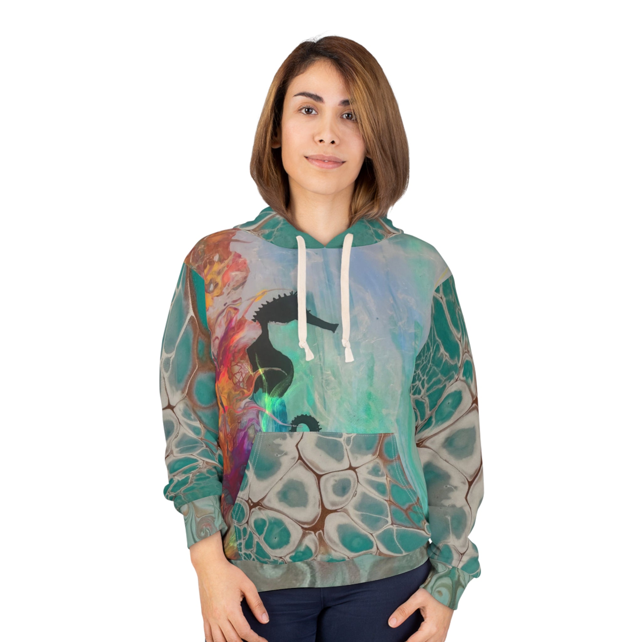 The waiting seahorse Unisex Pullover Hoodie (AOP)