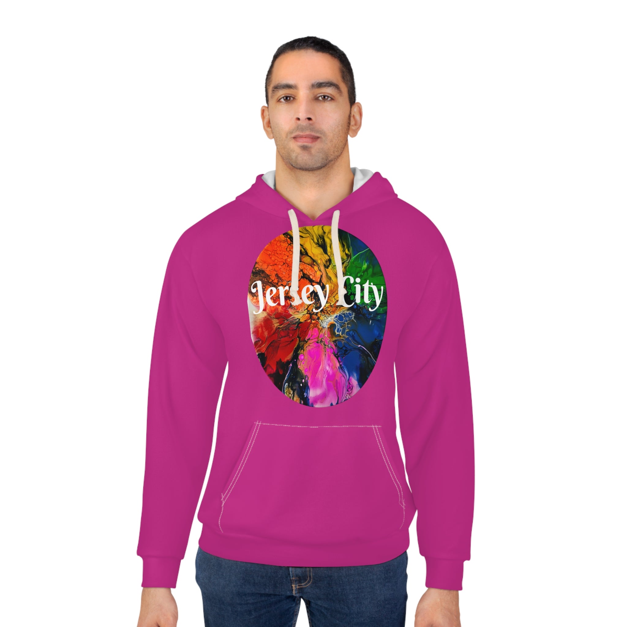 Rainbow Jersey City Chilltown Unisex Pullover Hoodie (AOP)